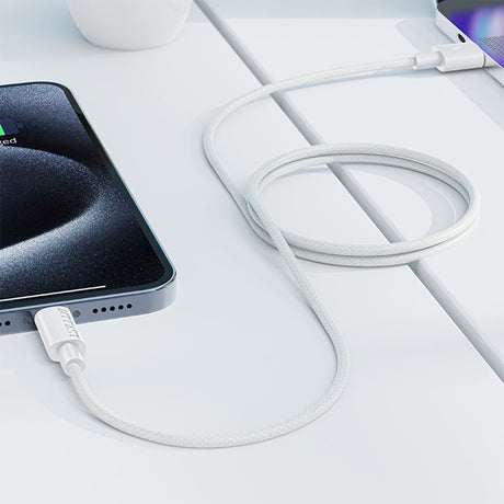 Cablu Acefast (C18-04), USB to Type-C, Fast Charging, 3A, Bend-Resistant, Nylon Braid, 1.2m, Alb