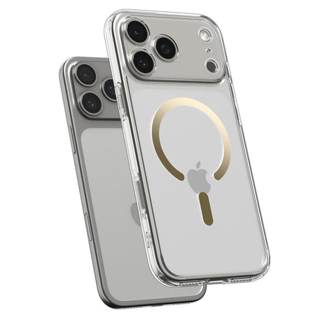 Husa de protectie Spigen Ultra Hybrid MagSafe (ACS10348) compatibil cu iPhone 17 Pro, Transparent /Gold