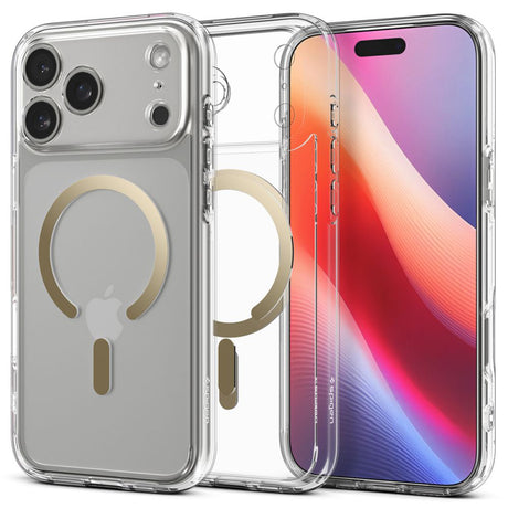Husa de protectie Spigen Ultra Hybrid MagSafe (ACS10284) compatibil cu iPhone 17 Pro Max, Transparent /Gold