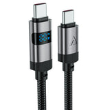 Cablu Acefast (C15-03), with Digital Display, Fast Charging, Type-C to Type-C, 60W, 3A, Zinc Alloy, 1.2m, Negru