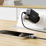 Cablu Acefast (C15-03), with Digital Display, Fast Charging, Type-C to Type-C, 60W, 3A, Zinc Alloy, 1.2m, Negru