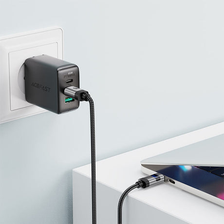 Cablu Acefast (C15-03), with Digital Display, Fast Charging, Type-C to Type-C, 60W, 3A, Zinc Alloy, 1.2m, Negru