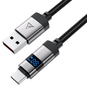 Cablu Acefast (C15-04), with Digital Display, Fast Charging, USB-A to Type-C, 66W, Zinc Alloy, 1.2m, Negru