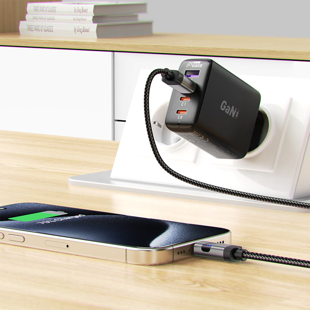 Cablu Acefast (C15-04), with Digital Display, Fast Charging, USB-A to Type-C, 66W, Zinc Alloy, 1.2m, Negru
