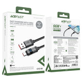 Cablu Acefast (C15-04), with Digital Display, Fast Charging, USB-A to Type-C, 66W, Zinc Alloy, 1.2m, Negru