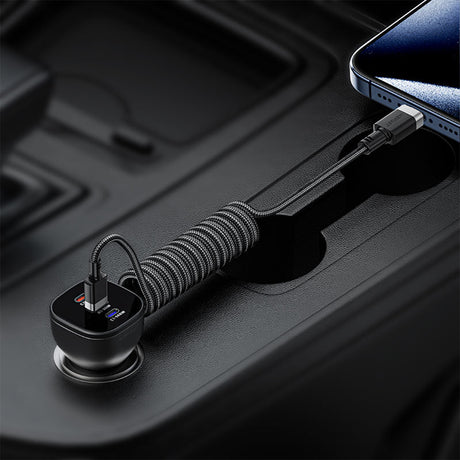 Cablu Acefast (C14-04), Fast Charging, USB to Type-C, Spring Design, 3A, Bend-Resistant, 1.2m, Negru