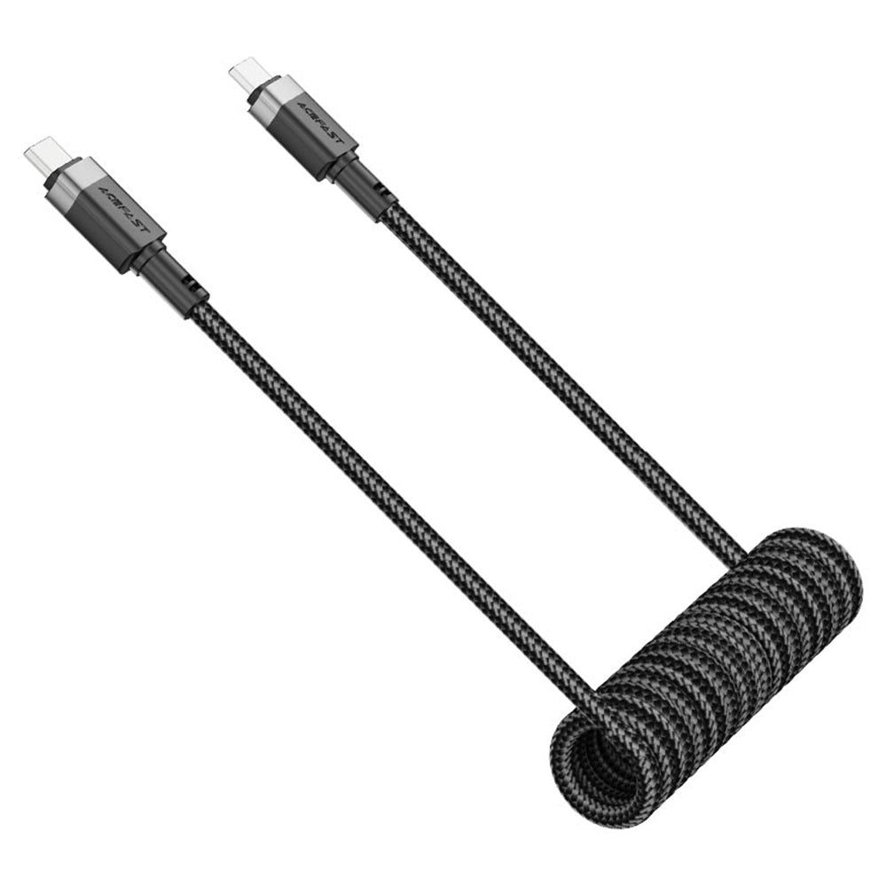Cablu Acefast (C14-03), Fast Charging, Type-C to Type-C, Spring Design, 60W, 3A, Bend-Resistant, 1.2m, Negru