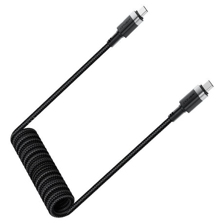Cablu Acefast (C14-03), Fast Charging, Type-C to Type-C, Spring Design, 60W, 3A, Bend-Resistant, 1.2m, Negru