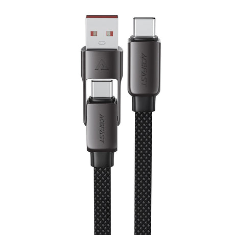 Cablu Acefast (C13-04), Fast Charge, Type-C to USB, Type-C, 60W, 3A, Bend-Resistant, Zinc Alloy, 1.2m, Negru