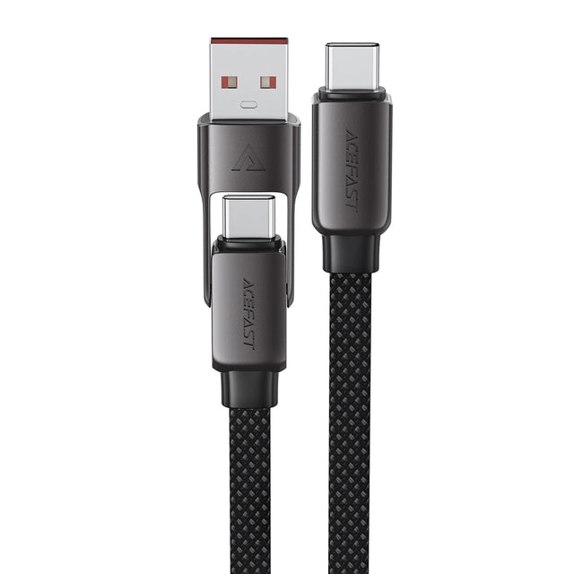 Cablu Acefast (C13-04), Fast Charge, Type-C to USB, Type-C, 60W, 3A, Bend-Resistant, Zinc Alloy, 1.2m, Negru