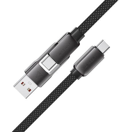 Cablu Acefast (C13-04), Fast Charge, Type-C to USB, Type-C, 60W, 3A, Bend-Resistant, Zinc Alloy, 1.2m, Negru