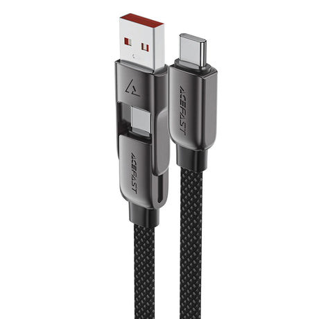 Cablu Acefast (C13-04), Fast Charge, Type-C to USB, Type-C, 60W, 3A, Bend-Resistant, Zinc Alloy, 1.2m, Negru