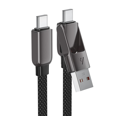 Cablu Acefast (C13-04), Fast Charge, Type-C to USB, Type-C, 60W, 3A, Bend-Resistant, Zinc Alloy, 1.2m, Negru