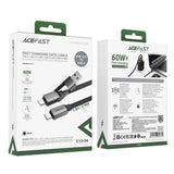 Cablu Acefast (C13-04), Fast Charge, Type-C to USB, Type-C, 60W, 3A, Bend-Resistant, Zinc Alloy, 1.2m, Negru