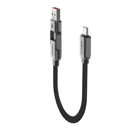 Cablu Acefast (C13-05), Fast Charge, Type-C to USB, Type-C, 60W, 3A, Bend-Resistant, Short Design, 0.2m, Negru