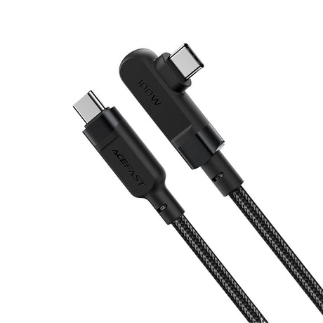 Cablu Acefast (C5-03), Fast Charging, Type-C to Type-C, 100W, 5A, Right Angle Design, Nylon Braid, 2m, Negru