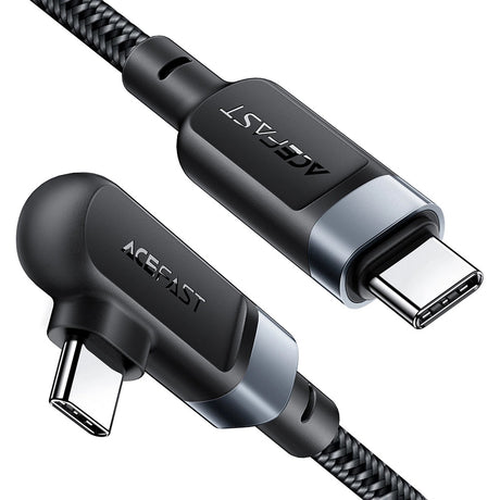 Cablu Acefast (C5-03), Fast Charging, Type-C to Type-C, 100W, 5A, Right Angle Design, Nylon Braid, 2m, Negru