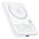 Baterie externa Acefast Magnetic Wireless (M25-5000), MagSafe, Fast Charge, USB-C, 5000mAh, 20W, 5V/2.4A, LED Indicator, Alb
