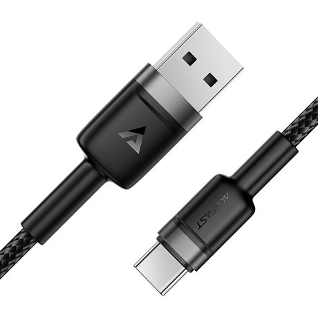 Cablu Acefast (C22-04), Fast Charge, USB to Type-C, 3A, Bend-Resistant, Wide Compatibility, Nylon Braid, 1.2m, Negru