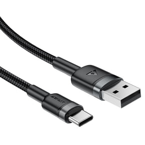 Cablu Acefast (C22-04), Fast Charge, USB to Type-C, 3A, Bend-Resistant, Wide Compatibility, Nylon Braid, 1.2m, Negru
