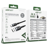 Cablu Acefast (C22-04), Fast Charge, USB to Type-C, 3A, Bend-Resistant, Wide Compatibility, Nylon Braid, 1.2m, Negru