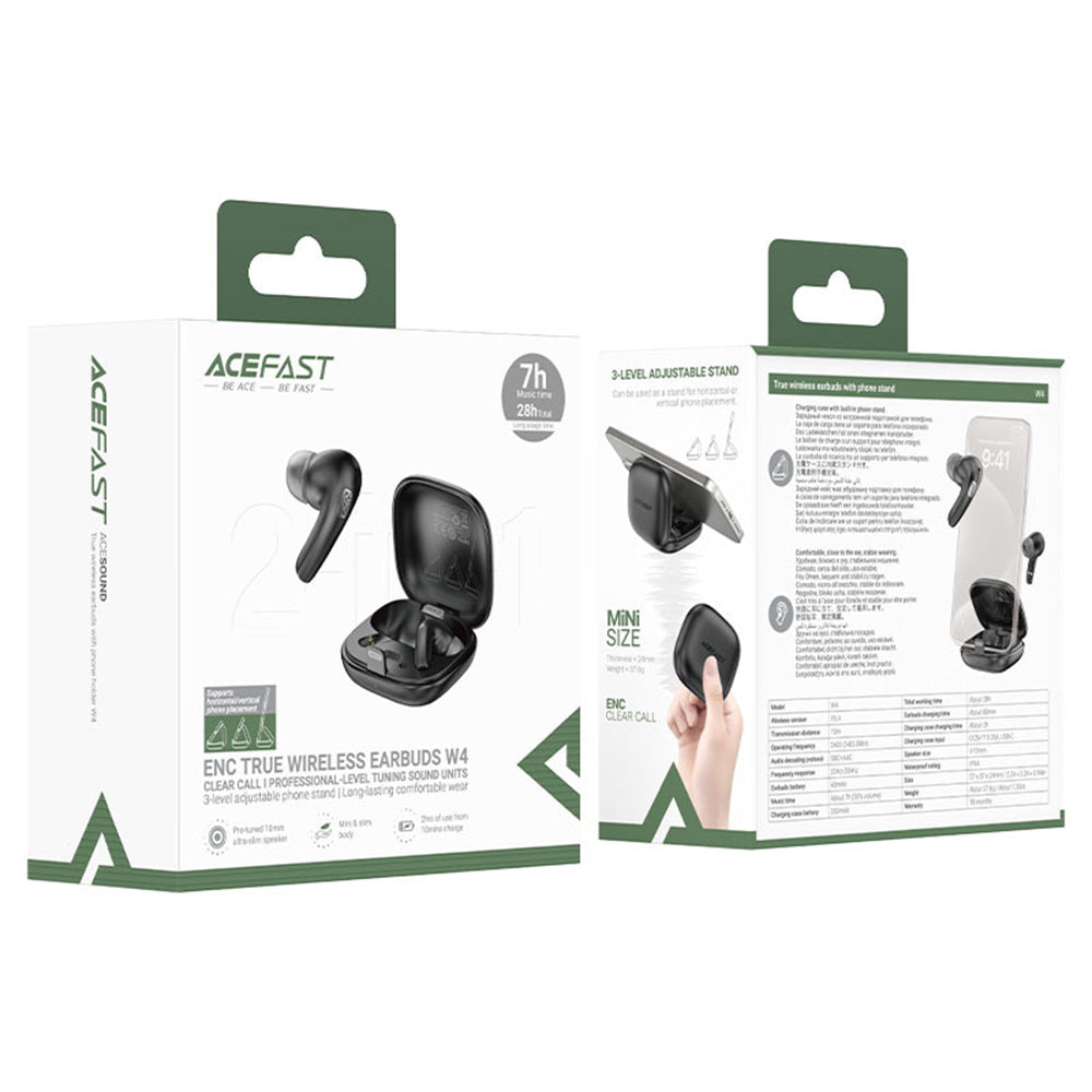 Casti Bluetooth 5.4, ANC, ENC, 350mAh, Waterproof - Acefast (W4) - Black