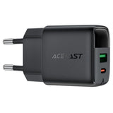 Incarcator Acefast (A114), with Digital Display, Fast Charging, GaN, USB, Type-C, PD25W, 5V/3A, Negru