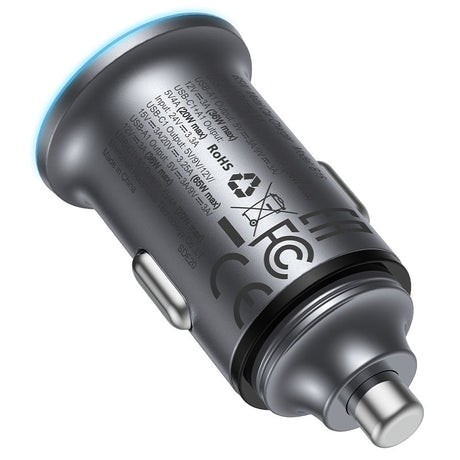 Incarcator Acefast Car (B15), Fast Charge, USB, Type-C, 65W, Aluminium Alloy, Metal Gray