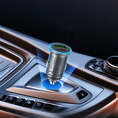 Incarcator Acefast Car (B15), Fast Charge, USB, Type-C, 65W, Aluminium Alloy, Metal Gray