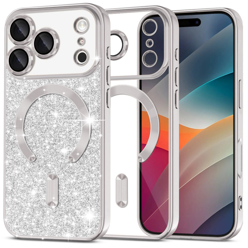 Husa de protectie Techsuit Luxury Glitter MagSafe compatibil cu iPhone 17 Pro Max, Argintiu