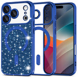 Husa de protectie Techsuit Luxury Glitter MagSafe compatibil cu iPhone 17 Pro Max, Albastru Inchis