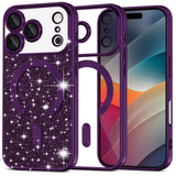 Husa de protectie Techsuit Luxury Glitter MagSafe compatibil cu iPhone 17 Pro, Mov Inchis