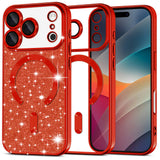 Husa de protectie Techsuit Luxury Glitter MagSafe compatibil cu iPhone 17 Pro, Rosu