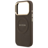 Husa de protectie Guess Peony Hot Stamp compatibil cu iPhone 17 Pro, Maro
