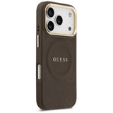 Husa de protectie Guess Peony Hot Stamp compatibil cu iPhone 17 Pro, Maro