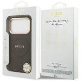 Husa de protectie Guess Peony Hot Stamp compatibil cu iPhone 17 Pro, Maro