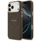 Husa de protectie Guess Peony Hot Stamp compatibil cu iPhone 17 Pro Max, Maro