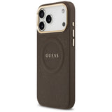 Husa de protectie Guess Peony Hot Stamp compatibil cu iPhone 17 Pro Max, Maro