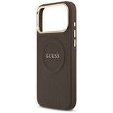 Husa de protectie Guess Peony Hot Stamp compatibil cu iPhone 17 Pro Max, Maro