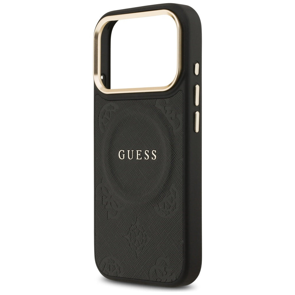 Husa de protectie Guess Peony Hot Stamp MagSafe (GUHMP17LPSAMSECK) compatibil cu iPhone 17 Pro, Negru