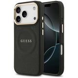Husa de protectie Guess Peony Hot Stamp MagSafe (GUHMP17LPSAMSECK) compatibil cu iPhone 17 Pro, Negru