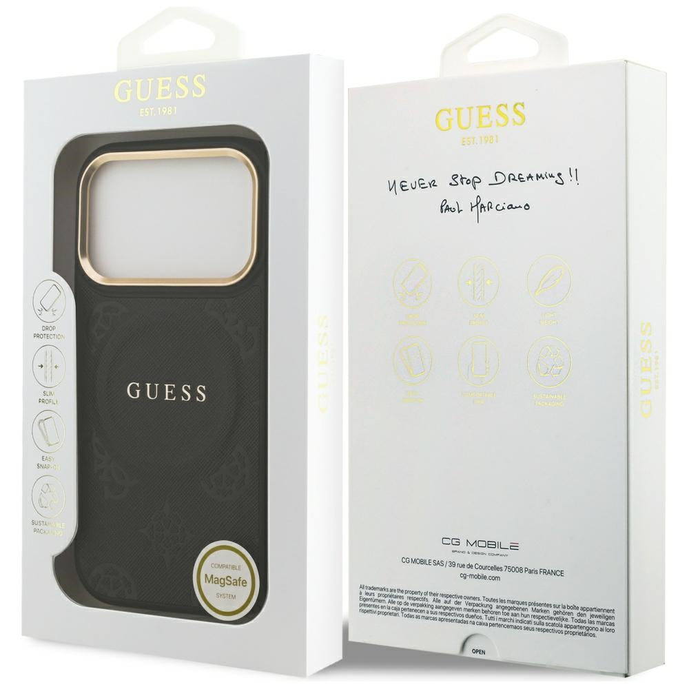 Husa de protectie Guess Peony Hot Stamp MagSafe (GUHMP17LPSAMSECK) compatibil cu iPhone 17 Pro, Negru