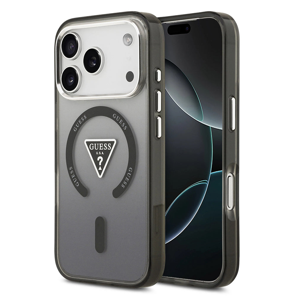 Husa de protectie Guess IML Gradient Triangle Logo MagSafe (GUHMP17XHGTMLCGK) compatibil cu iPhone 17 Pro Max, Negru