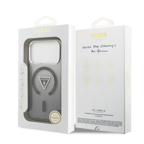 Husa de protectie Guess IML Gradient Triangle Logo MagSafe (GUHMP17LHGTMLCGK) compatibil cu iPhone 17 Pro, Negru