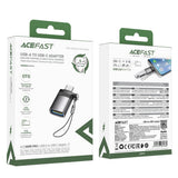 Adaptor Acefast Adapter (J7), with OTG Function, USB to Type-C, 10Gbps Data Transmission, Fast Charging, Metal Gray