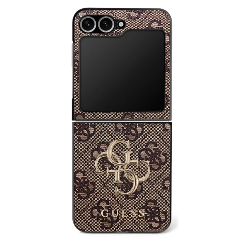 Husa de protectie Guess Leather 4G Metal Logo (GUHCZF74GMGBR) compatibil cu Samsung Galaxy Z Flip7, Maro