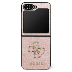 Husa de protectie Guess Leather 4G Metal Logo (GUHCZF74GMGPI) compatibil cu Samsung Galaxy Z Flip7, Roz