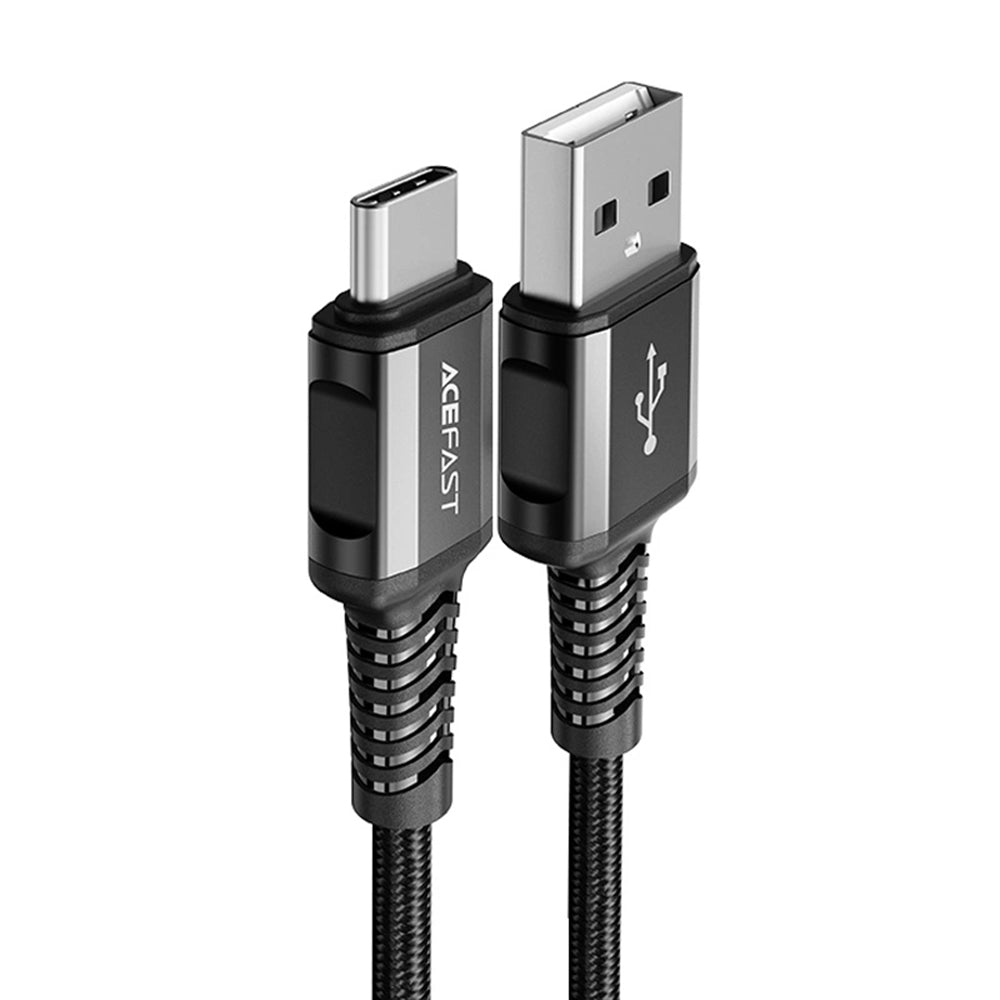 Cablu Acefast (C1-04), USB to Type-C, 3A, Fast Charging, Nylon Braid, 1.2m, Negru