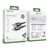 Cablu Acefast (C1-04), USB to Type-C, 3A, Fast Charging, Nylon Braid, 1.2m, Negru