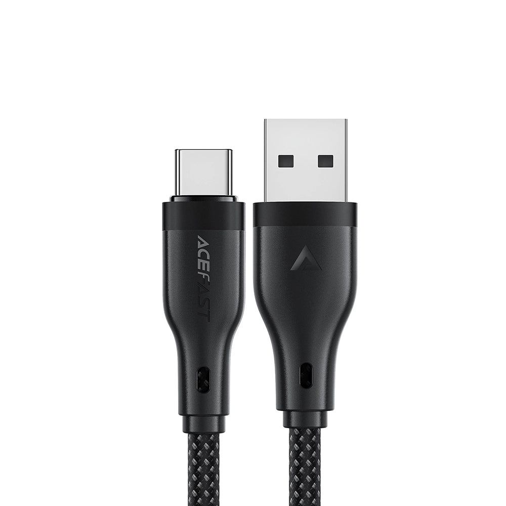 Cablu Acefast (C8-04), Fast Charging, USB to Type-C, 3A, Nylon Braided, 25.000 Bends, 1.2m, Negru